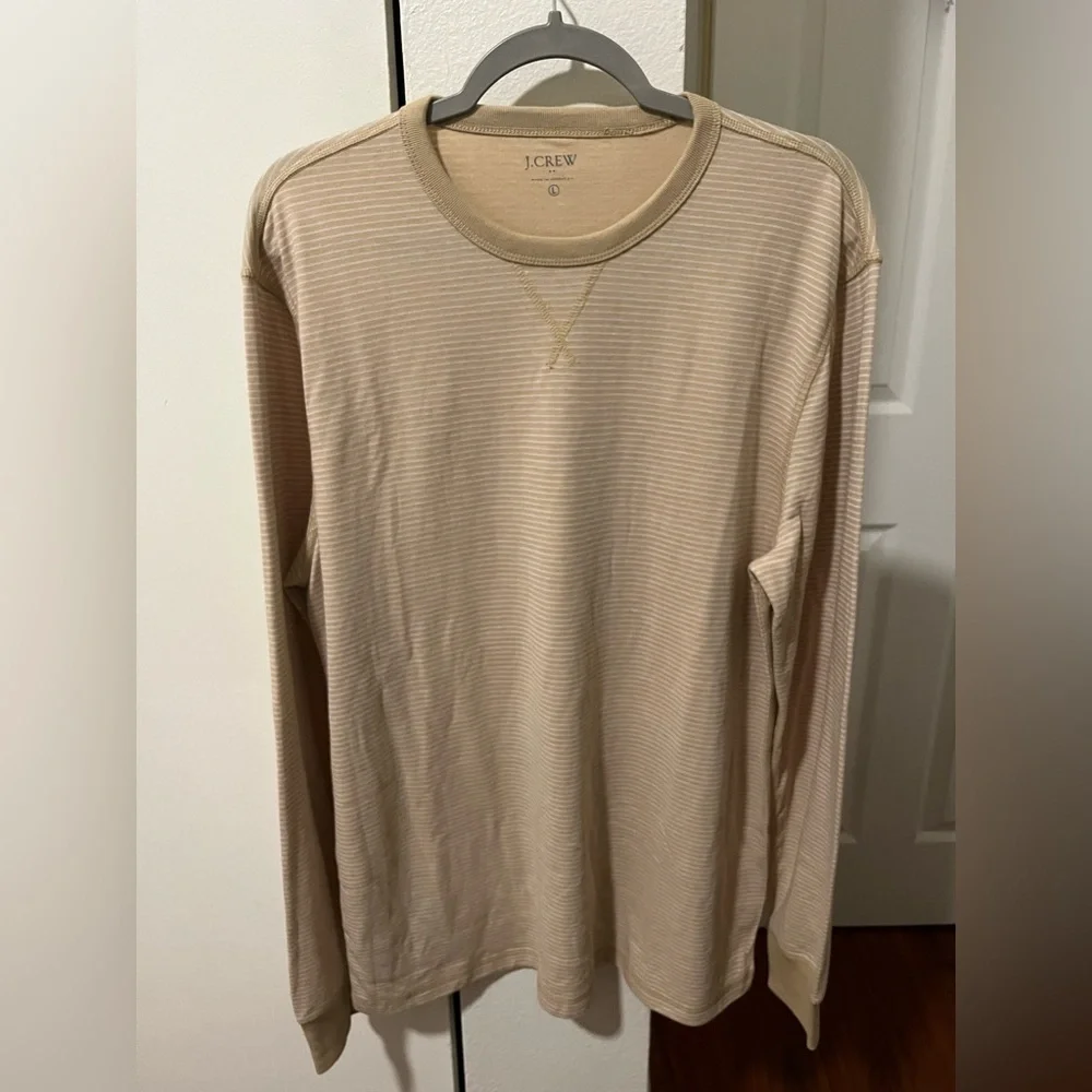 NWT Jcrew Mens Long Sleeve Soft Striped Tshirt Large $69.50
